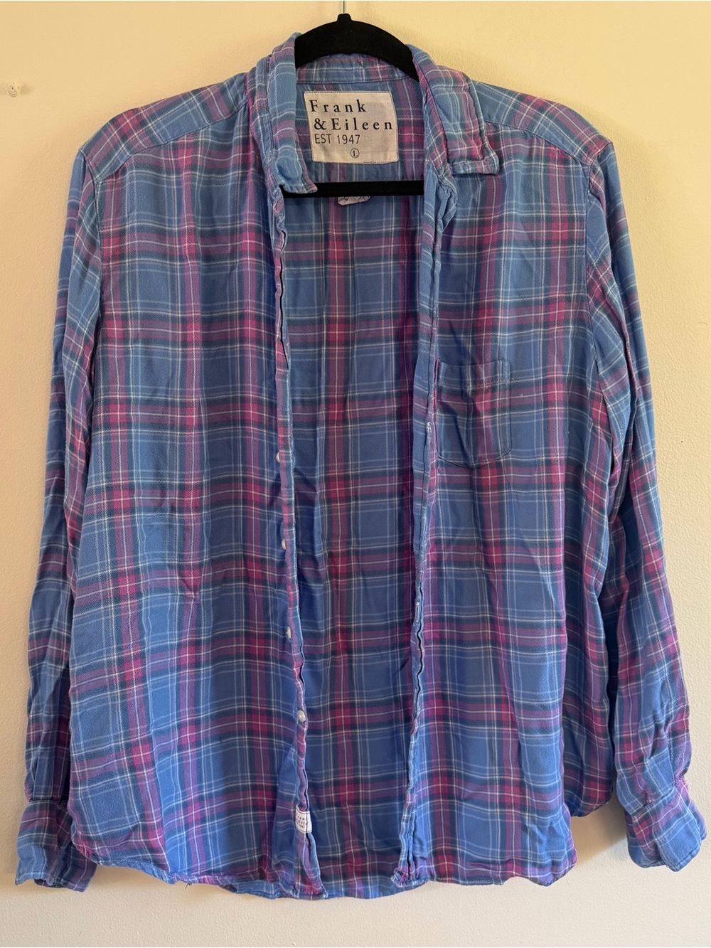 Frank & Eileen Blue and Pink Plaid Casual Button-Down Shirt